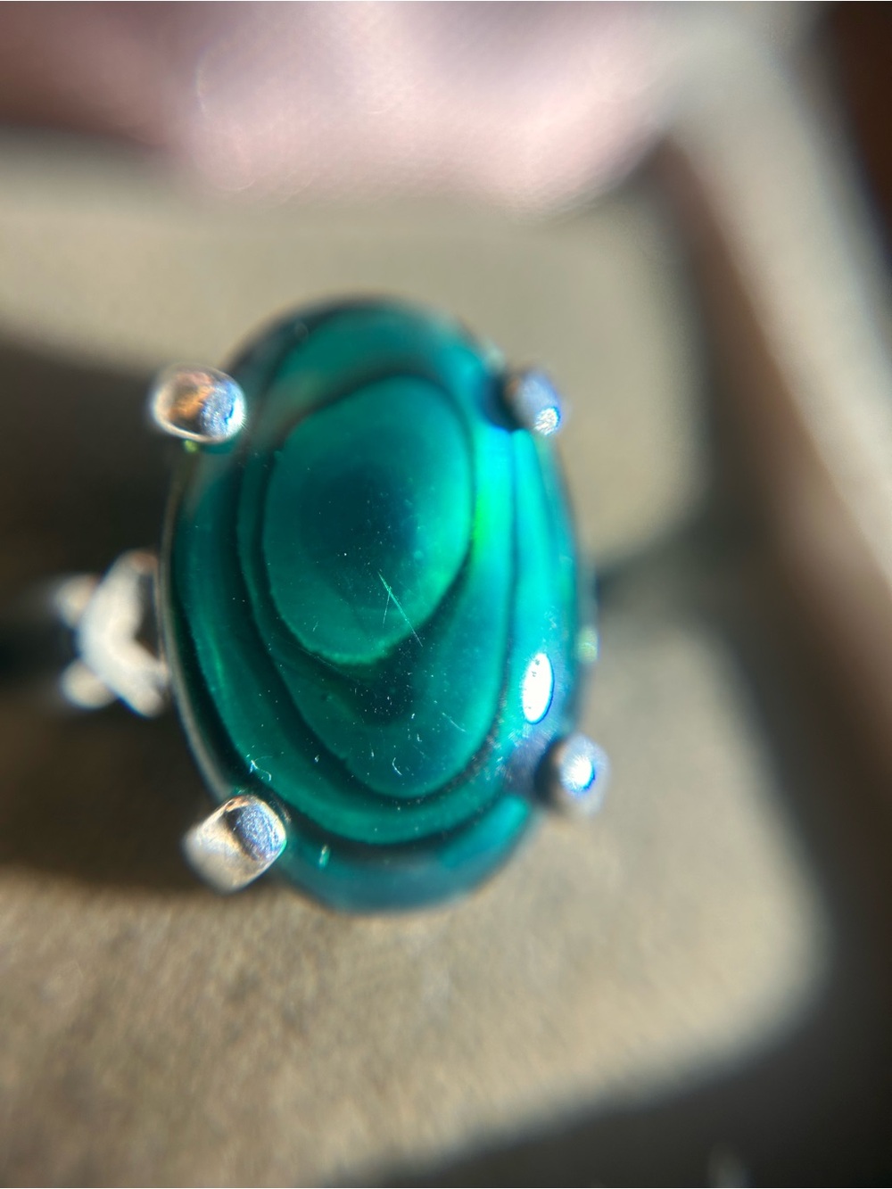 Sterling silver 925 abalone shell ring - Picture 2 of 8